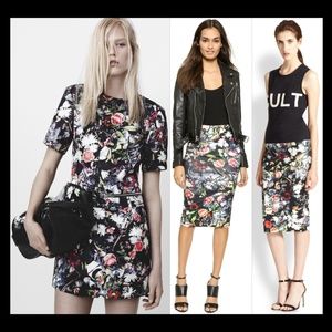 New vintage Alexander McQueen McQ moody floral grunge high waist pencil skirt